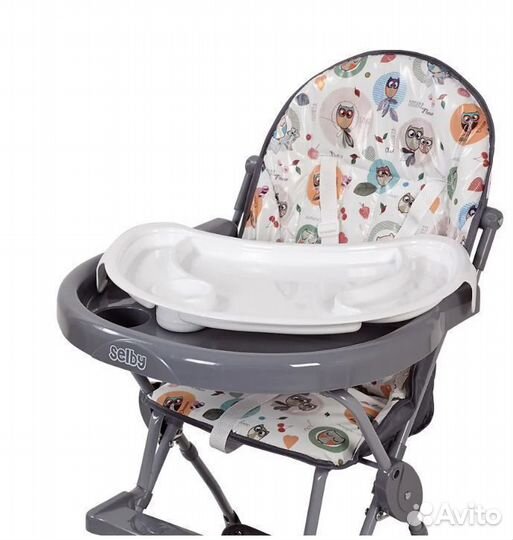 Стульчик для кормления Selby 252 Совы серый