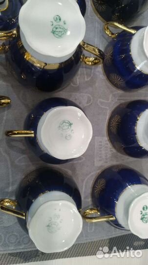 Чайный сервиз СССР Довбыш cobalt собальт, золото