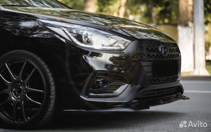 Передняя накладка Элерон на Hyundai Solaris 2