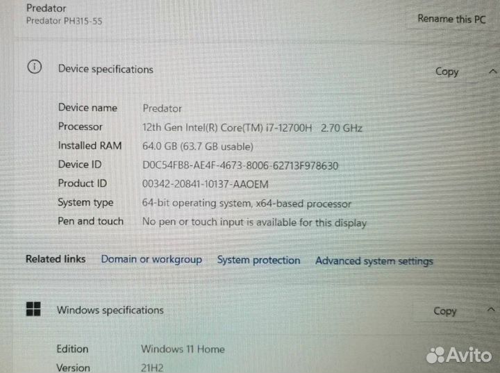 Acer Predator Helios 300 i7-12700H 3070ti 64gb 1tb