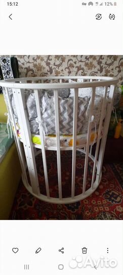 Кроватка овальная 10 в 1 с маятником