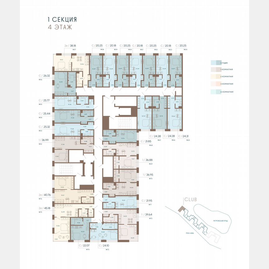 1-к. апартаменты, 38,1 м², 4/8 эт.
