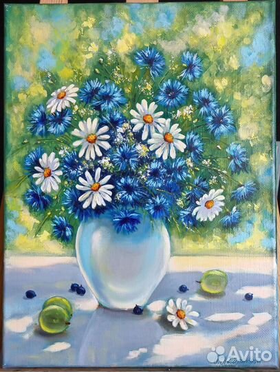 Картина маслом Полевые цветы