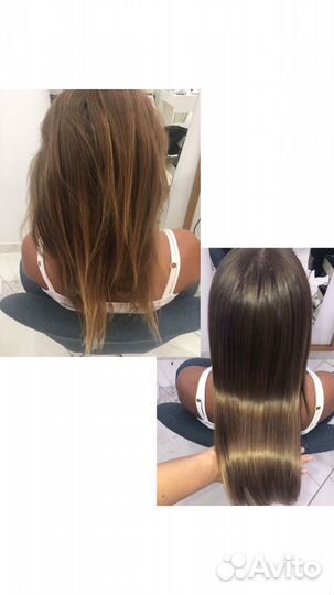 Ботокс для волос/Кератиновое выпрямление/Прикорнев