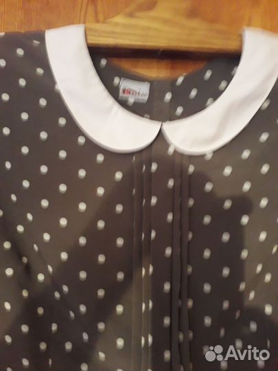 Блузка бежевая в горошек 52-54