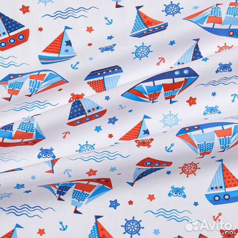 Ситец 95 х 200 см. принт кораблик
