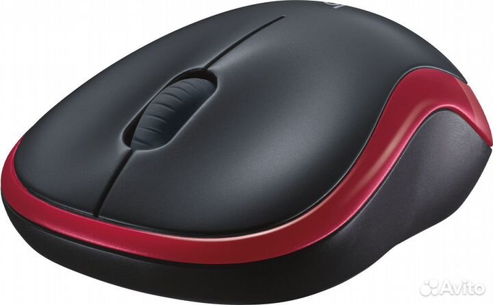 Мышь Logitech M185 черный/красный оптическая 1000dpi беспров. USB1.1 для ноутбука 2but (910-002237)