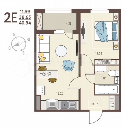 1-к. квартира, 40,8 м², 2/17 эт.