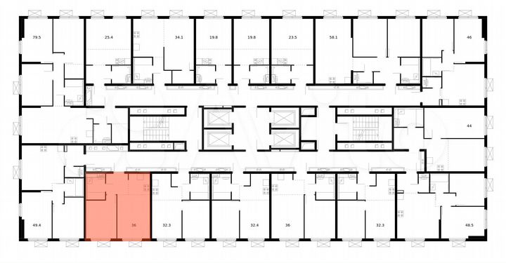 2-к. квартира, 36 м², 4/25 эт.