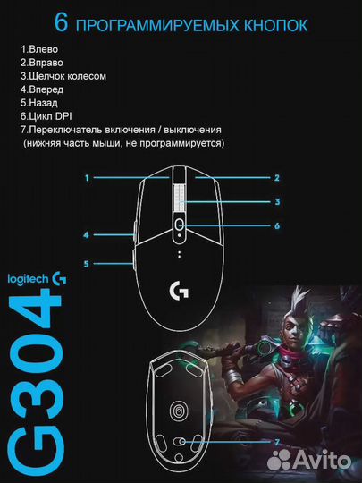 Беспроводная игровая мышь Logitech G304 белая