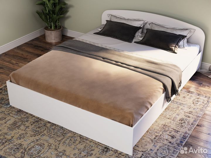 Кровать 2-спальная с матрасом белая