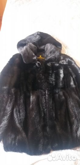 Шуба норковая автоледи с капюшоном 42 44 черная