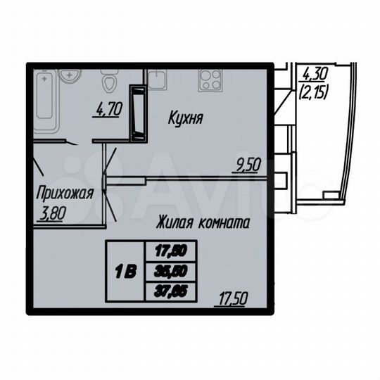 1-к. квартира, 39,8 м², 15/17 эт.