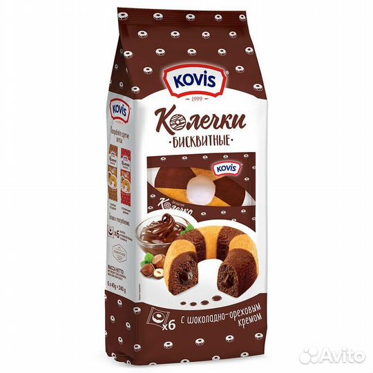 Бисквитные Колечки Kovis Шоколадно-Ореховые 240г