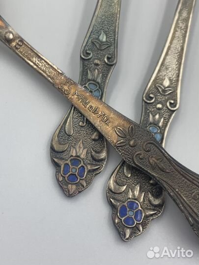 Ложки кофейные мельхиор 6 Шт эмаль СССР