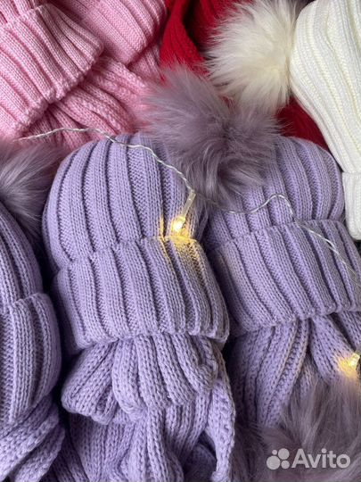 Шапка с шарфом зимняя для девочки