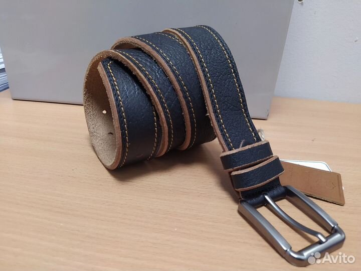 Мужской кожаный ремень. Джинсовый