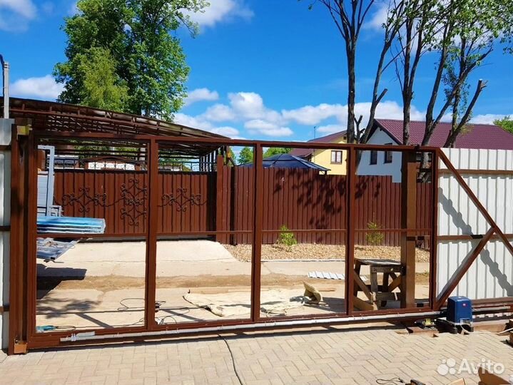 Установка откатных ворот