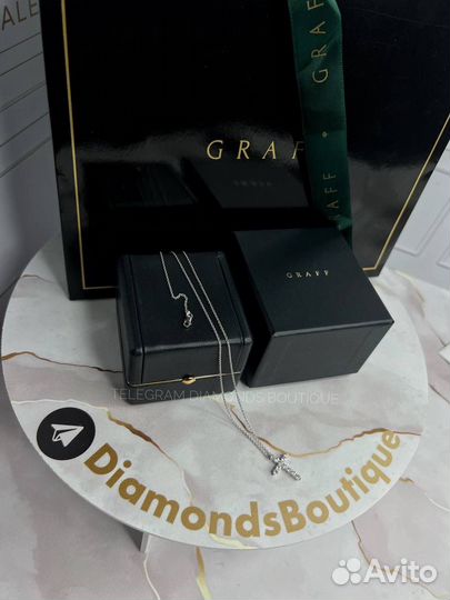 Колье graff крестик 1,1 ct белое золото 750