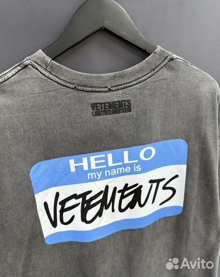 Футболка vetements hello my name оверсайз