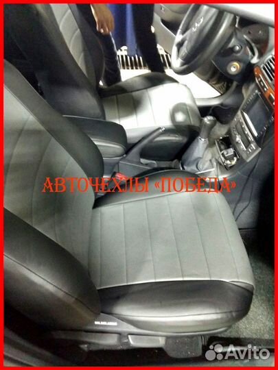 Чехлы Toyota Avensis 2 из экокожи чёрно-серые