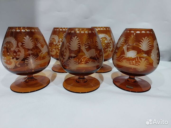 Антикварные коньячные бокалы Эгерманн, Охота