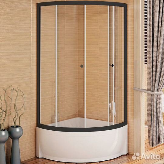 Душевой уголок Radomir Соул 1 90x90 1-03-6-0-0-0020 профиль Черный стекло прозрачное