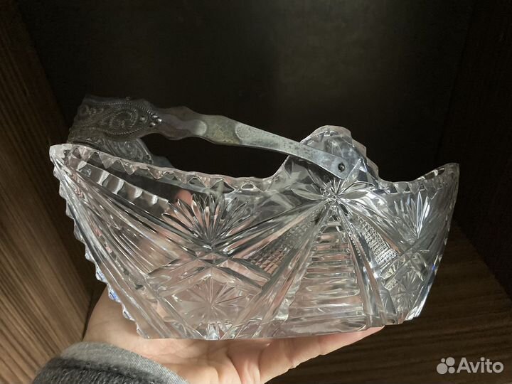 Хрустальная ладья салатница