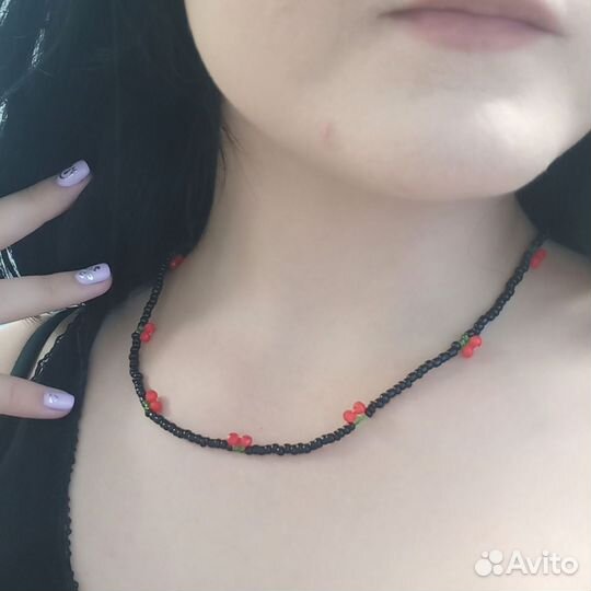 Чокер бусики вишенки