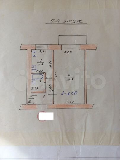 1-к. квартира, 30 м², 5/5 эт.