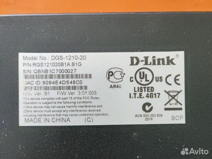Коммутатор D-Link DGS-1210-20