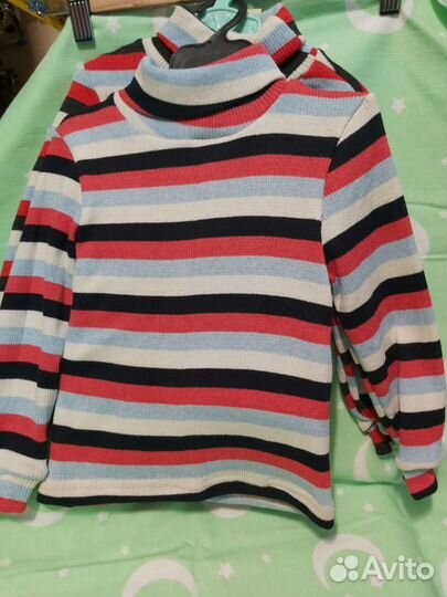 Водолазка с отворотом, полосатая