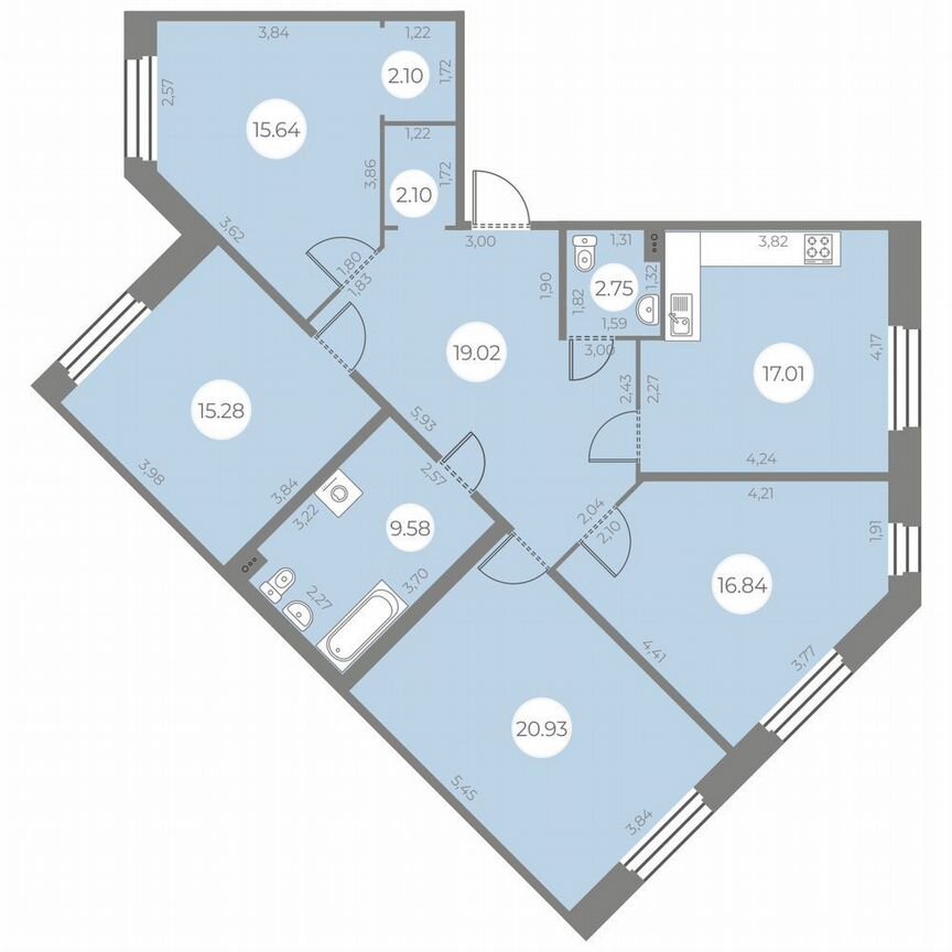 4-к. квартира, 121 м², 2/20 эт.