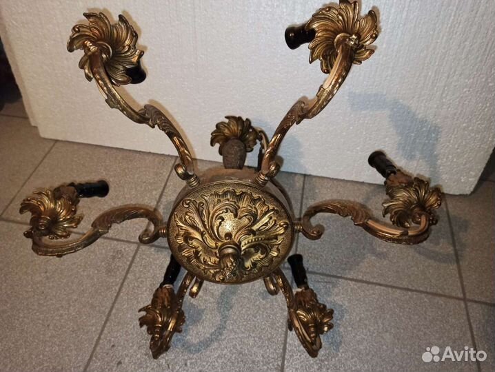 Люстра старинная. Бронза. 6 рожков. СССР