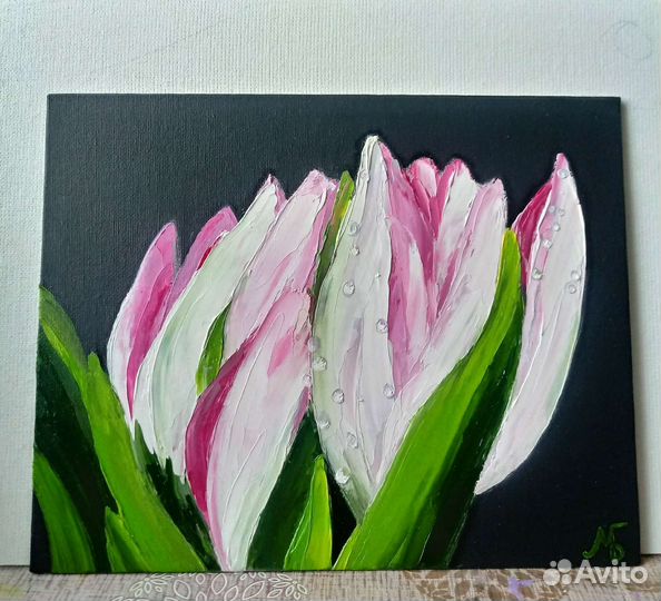 Картина маслом Тюльпаны