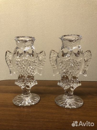 Подсвечник 2 шт. Сова хрусталь СССР