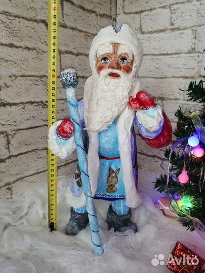 Дед Мороз из ваты ручной работы 37см