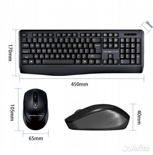 Клавиатура + мышь беспроводные (2.4ггц,1аа,10м)