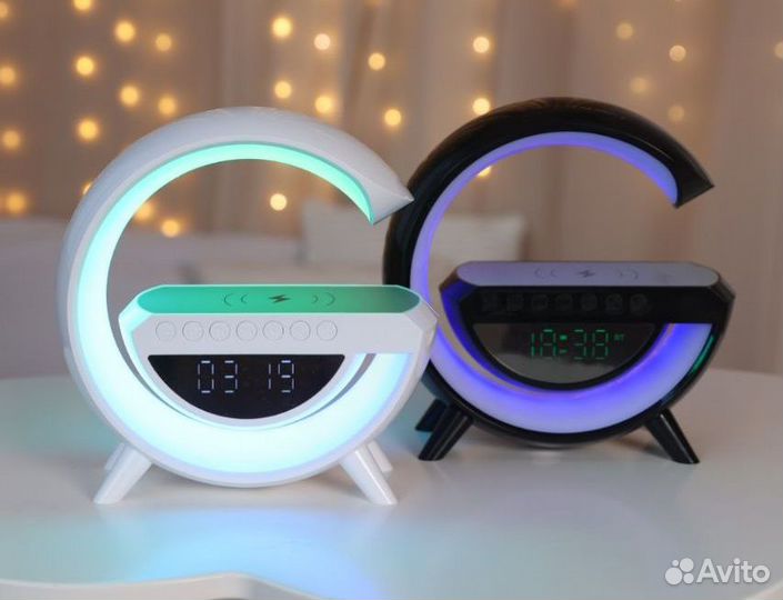 Ночник и блютуз колонка 7 в 1, часы, зарядка