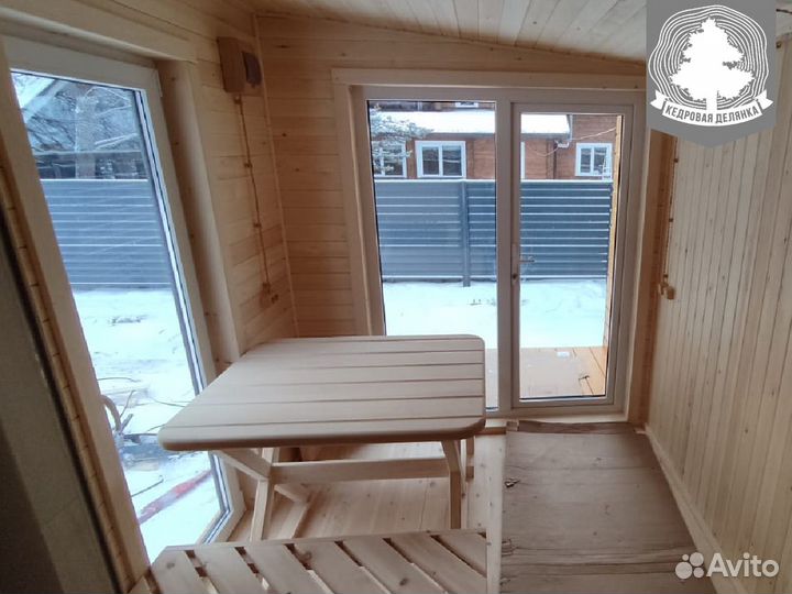 Баня каркасная Скандинавия 6 х 2,4 м с крыльцом