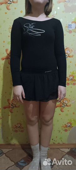 Купальник слитный с юбкой чёрный