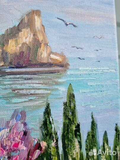 Картина маслом морской пейзаж Гурзуф Крым море