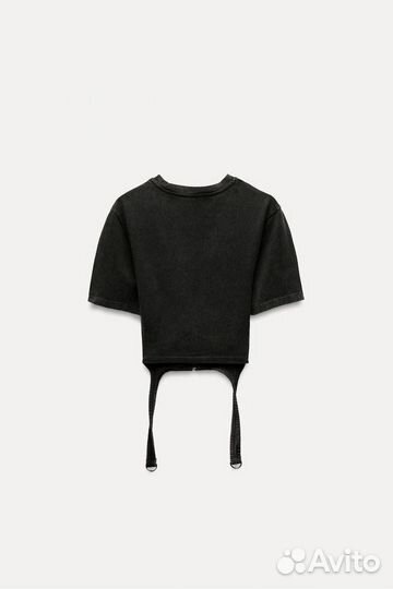 Футболка с корметом,с эффектом потертости/zara