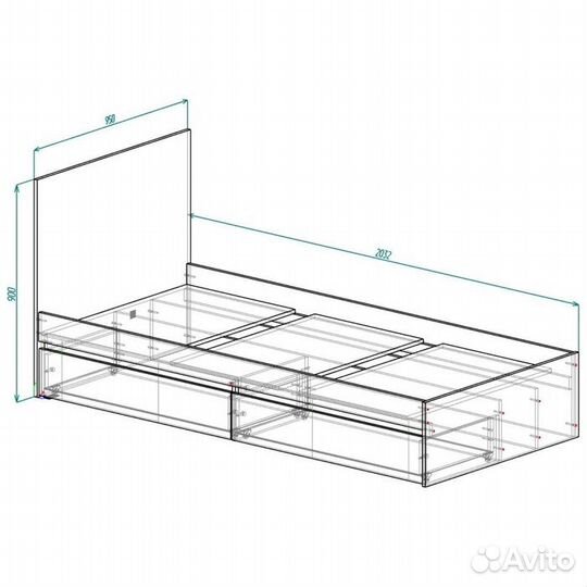 Кровать односпальная 90х200 с ящиками