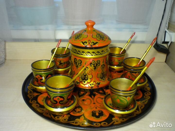 Набор посуды хохлома дерево ручная роспись СССР