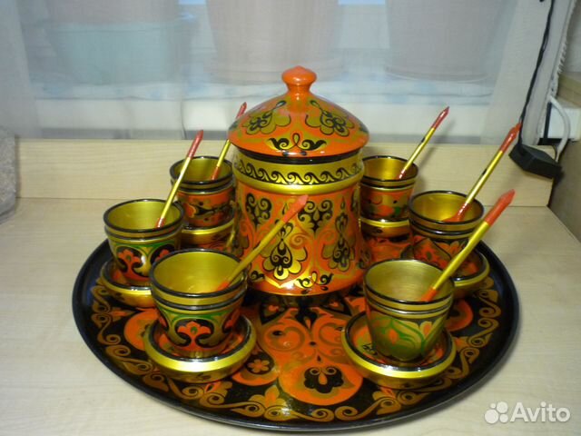 Набор посуды хохлома дерево ручная роспись СССР