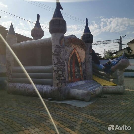 Детский надувной батут с горкой