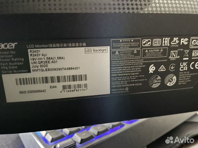 Монитор Acer R242YAyi объявление продам
