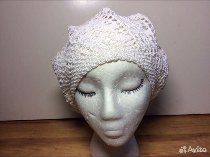 Кружевной беретик, хлопок, арт 066, р 54-57