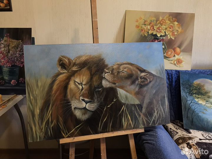 Картина маслом лев